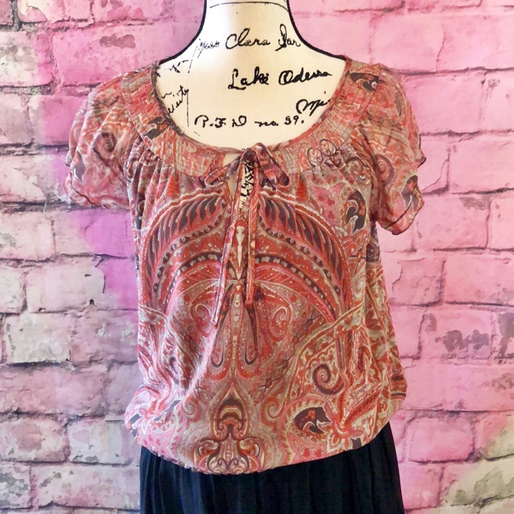 ☀️Macy’s INC Concepts Boho Top EUC M